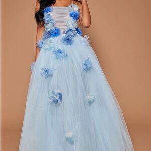 Prom dress New Blue long sz Small